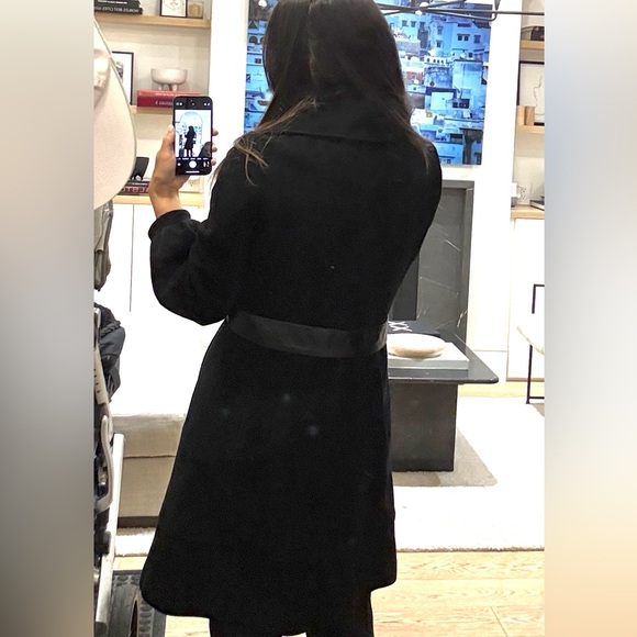 Black wool Mackage coat with leather belt - Picture 2 of 7